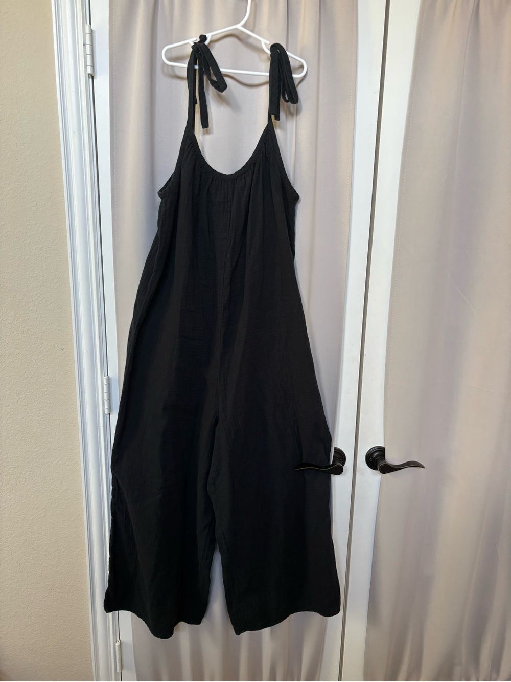 Wilfred Black Tie-Shoulder Wide-Leg Jumpsuit